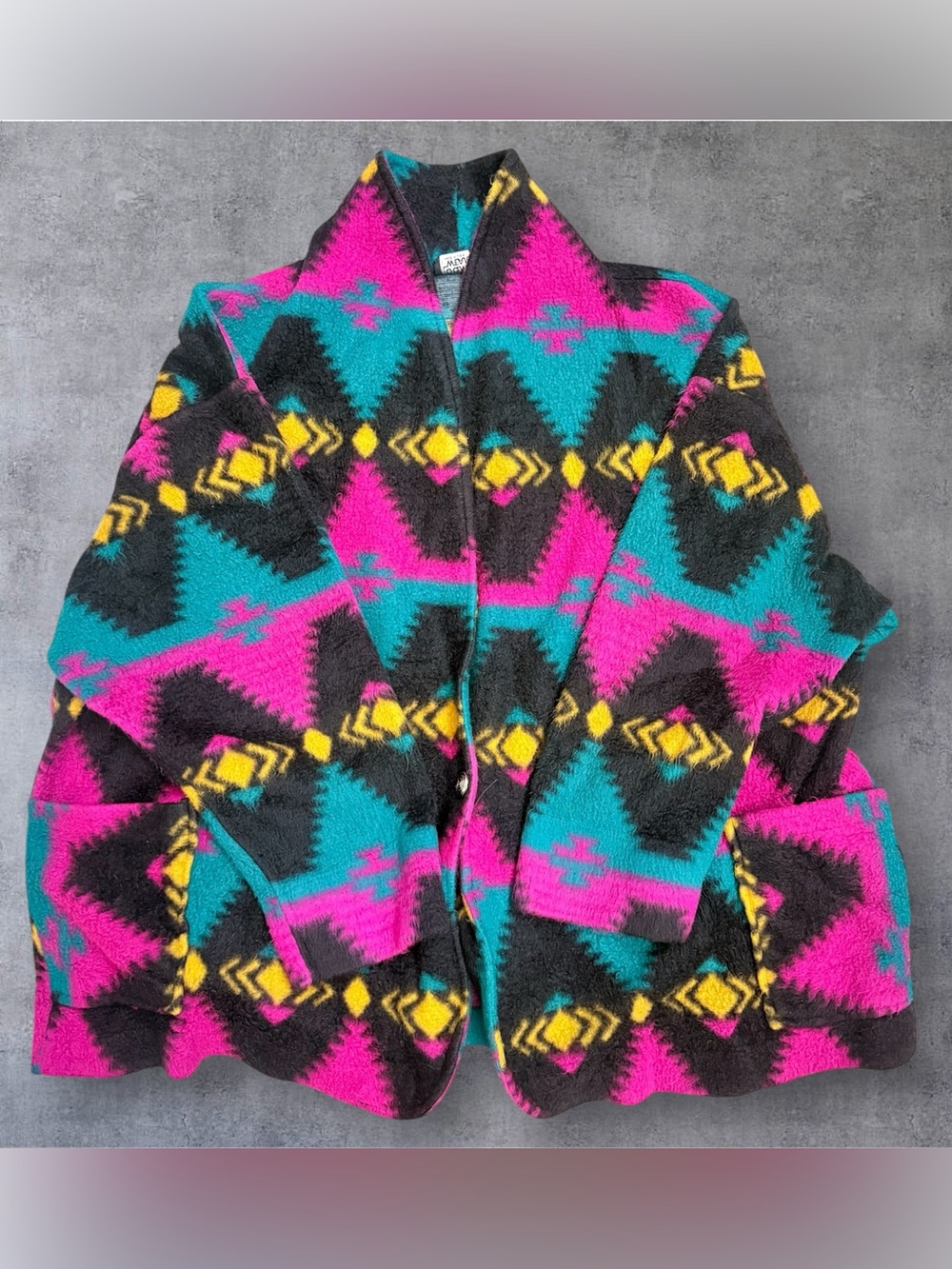 Vintage 80s Loomwear Southwestern Light Fleece Jacket Blazer